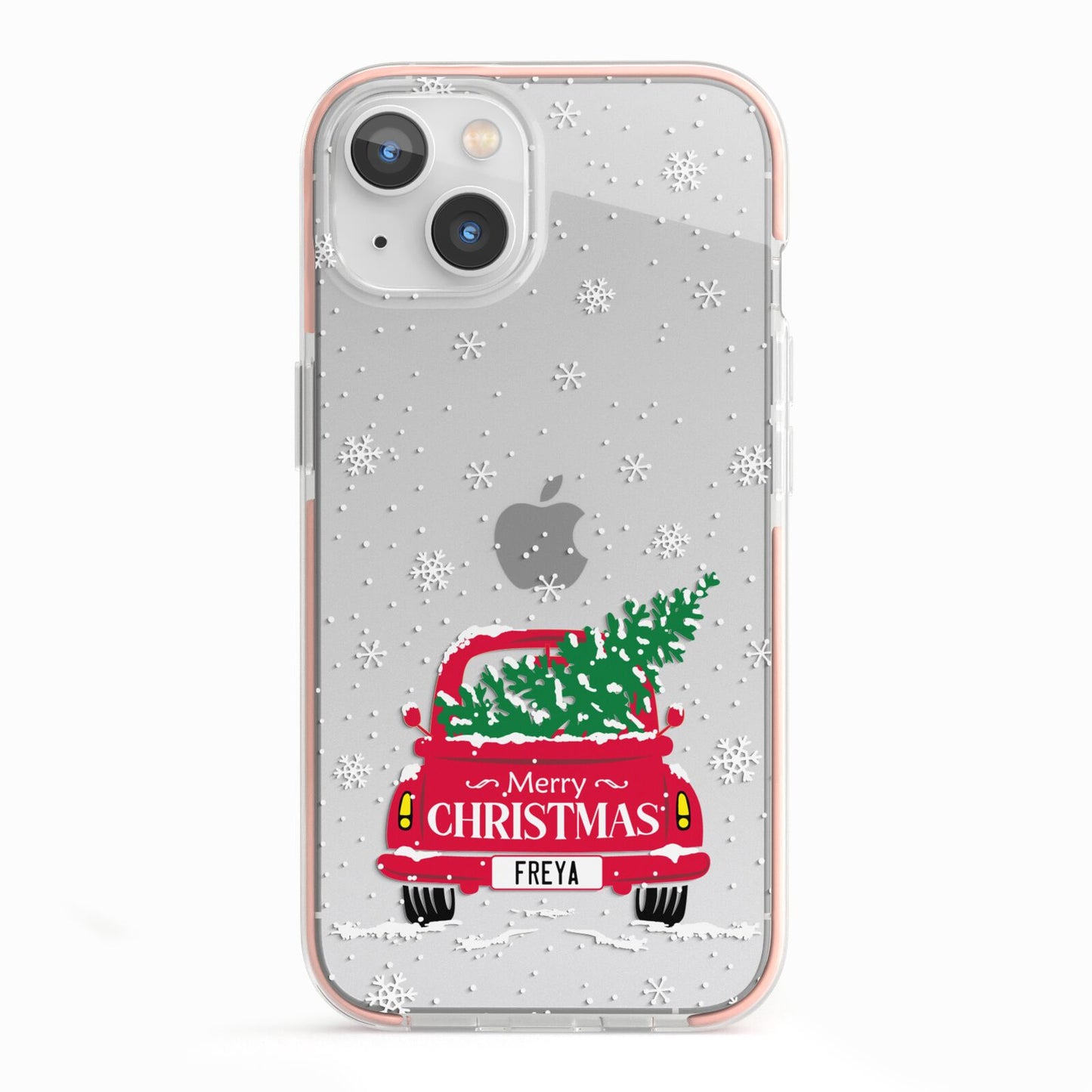 Personalised Driving Home For Christmas iPhone 13 TPU Impact Case with Pink Edges