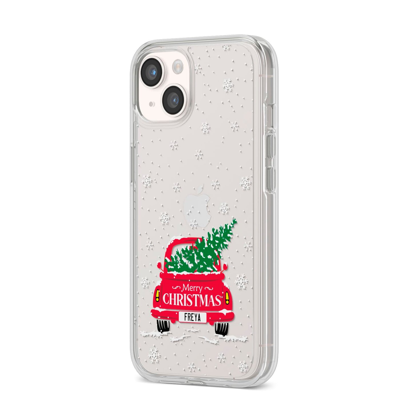 Personalised Driving Home For Christmas iPhone 14 Clear Tough Case Starlight Angled Image