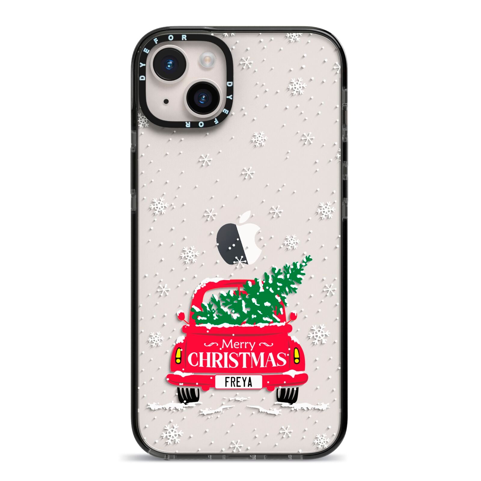 Personalised Driving Home For Christmas iPhone 14 Plus Black Impact Case on Silver phone