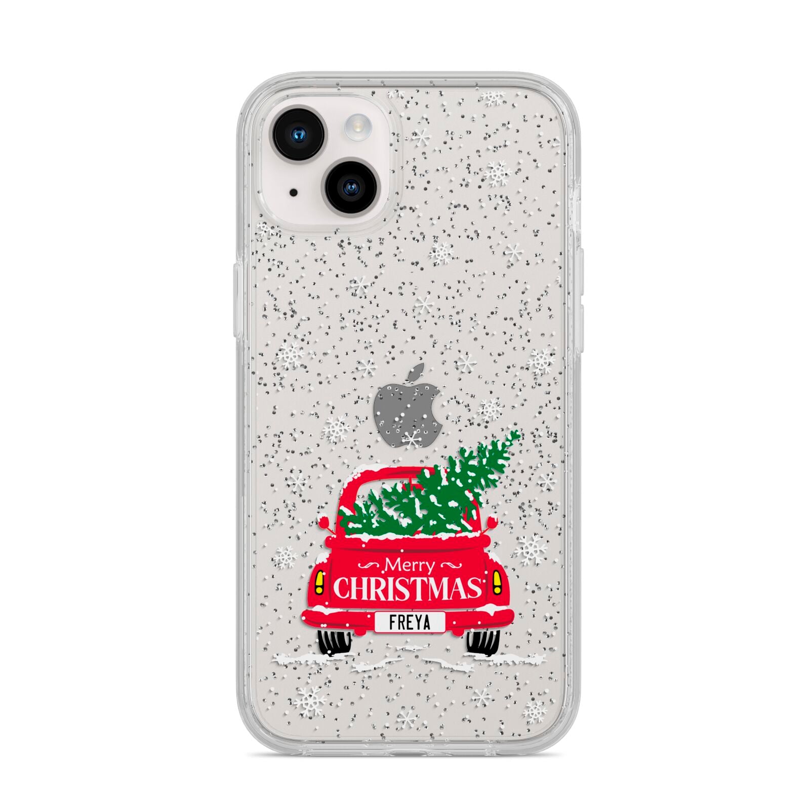 Personalised Driving Home For Christmas iPhone 14 Plus Glitter Tough Case Starlight