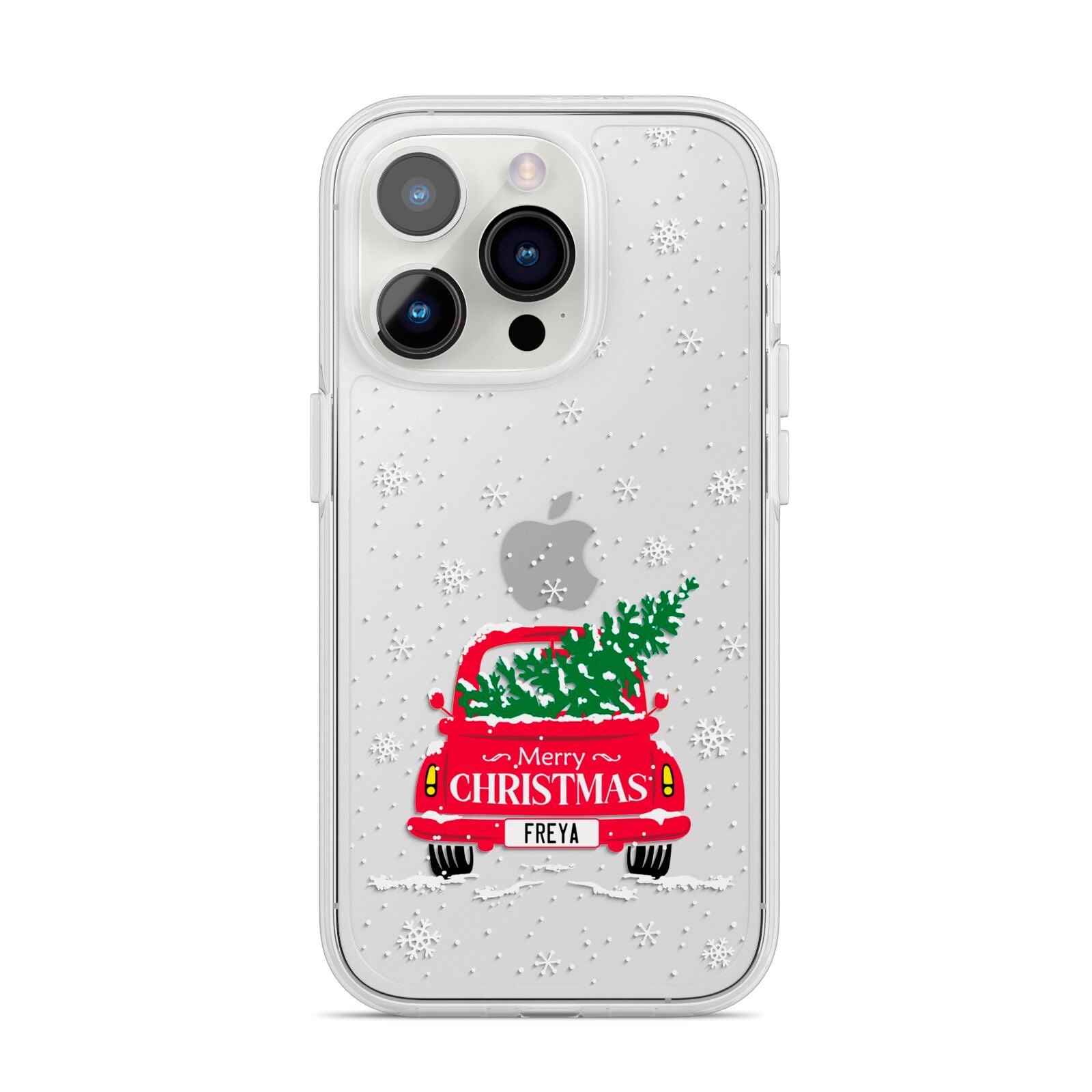 Personalised Driving Home For Christmas iPhone 14 Pro Clear Tough Case Silver