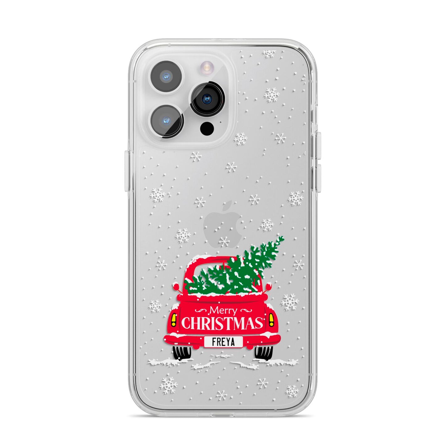 Personalised Driving Home For Christmas iPhone 14 Pro Max Clear Tough Case Silver