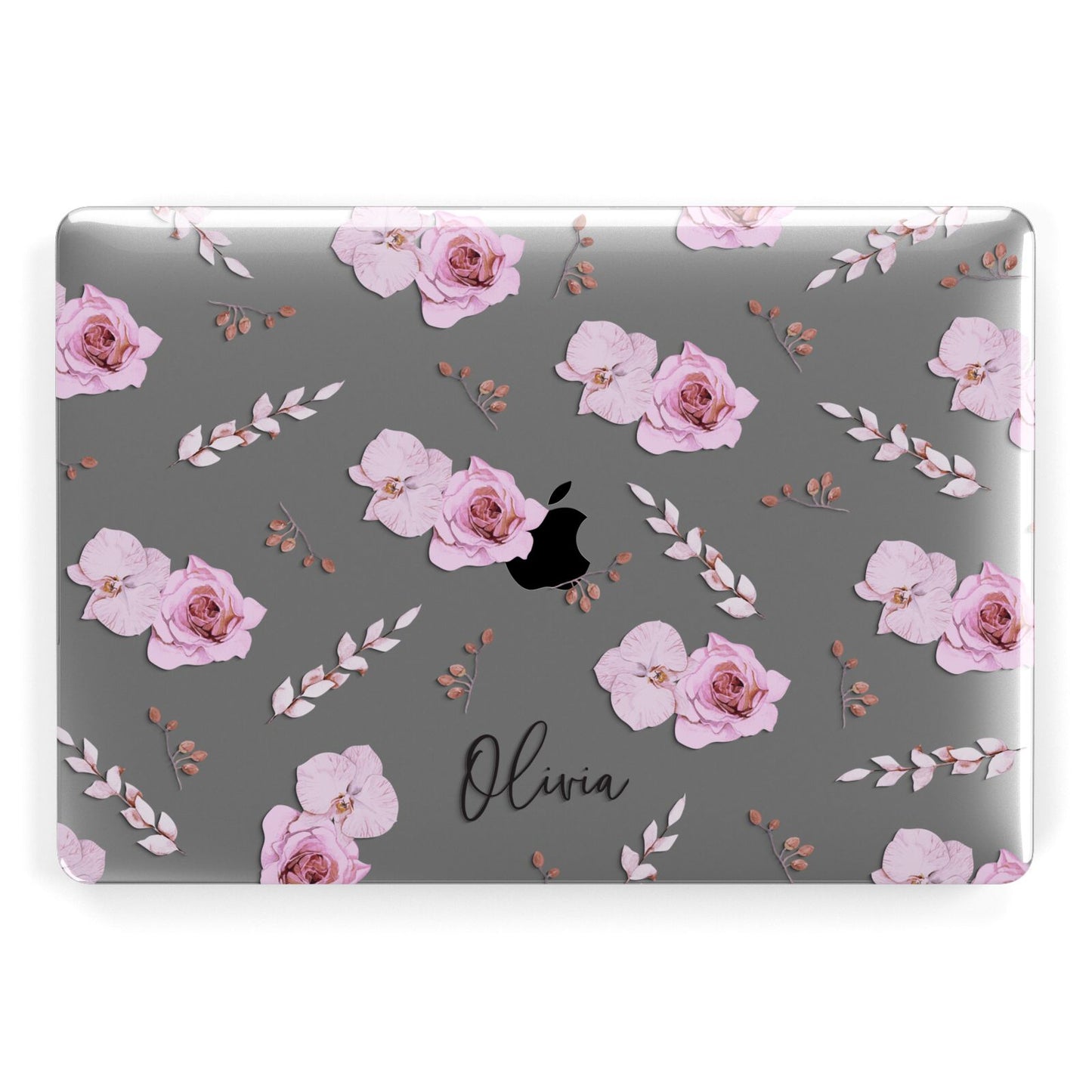 Personalised Dusty Pink Flowers Apple MacBook Case