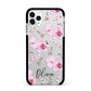 Personalised Dusty Pink Flowers Apple iPhone 11 Pro Max in Silver with Black Impact Case