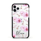 Personalised Dusty Pink Flowers Apple iPhone 11 Pro in Silver with Black Impact Case
