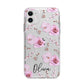 Personalised Dusty Pink Flowers Apple iPhone 11 in White with Bumper Case