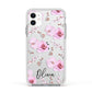 Personalised Dusty Pink Flowers Apple iPhone 11 in White with White Impact Case