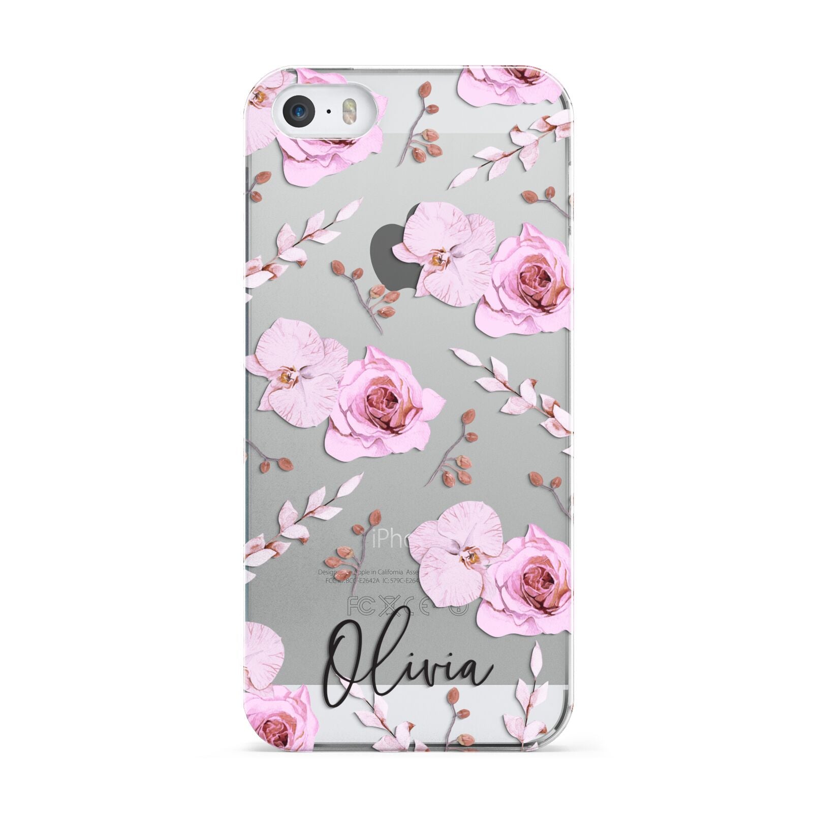 Personalised Dusty Pink Flowers Apple iPhone 5 Case