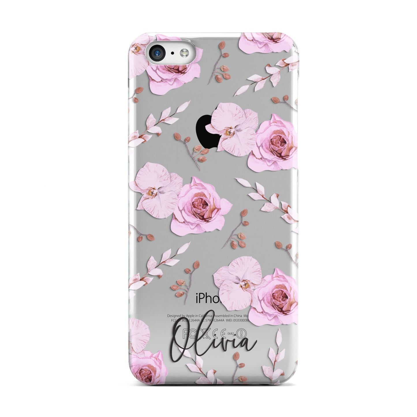 Personalised Dusty Pink Flowers Apple iPhone 5c Case