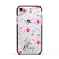 Personalised Dusty Pink Flowers Apple iPhone XR Impact Case Black Edge on Silver Phone