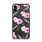 Personalised Dusty Pink Flowers Apple iPhone Xs Impact Case Black Edge on Black Phone