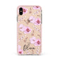 Personalised Dusty Pink Flowers Apple iPhone Xs Max Impact Case Pink Edge on Gold Phone