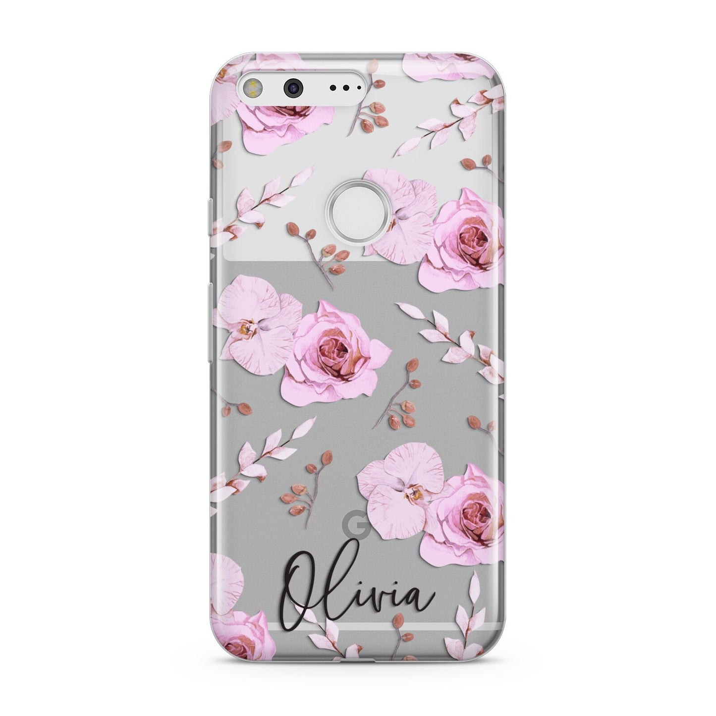 Personalised Dusty Pink Flowers Google Pixel Case