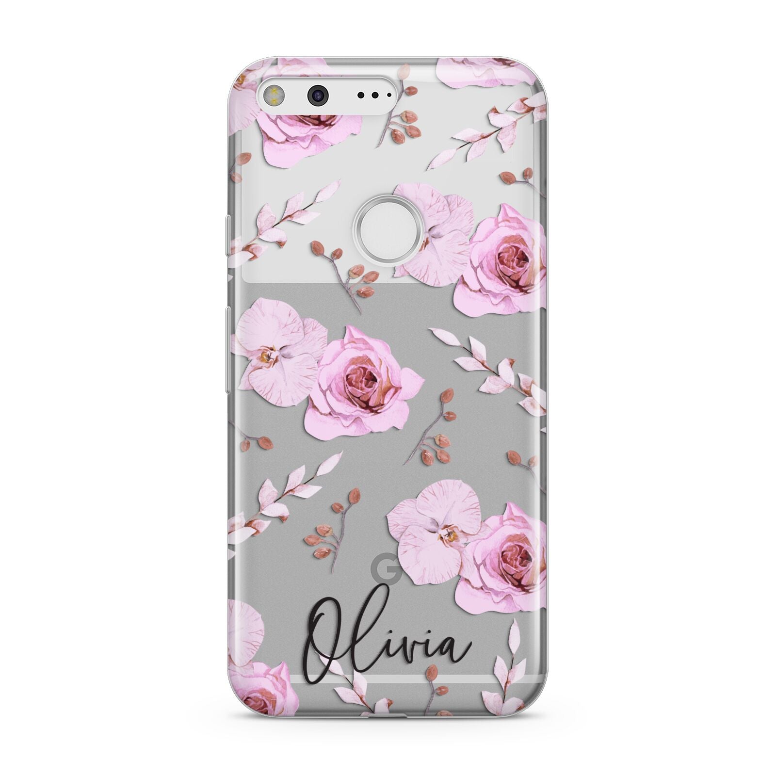 Personalised Dusty Pink Flowers Google Pixel Case