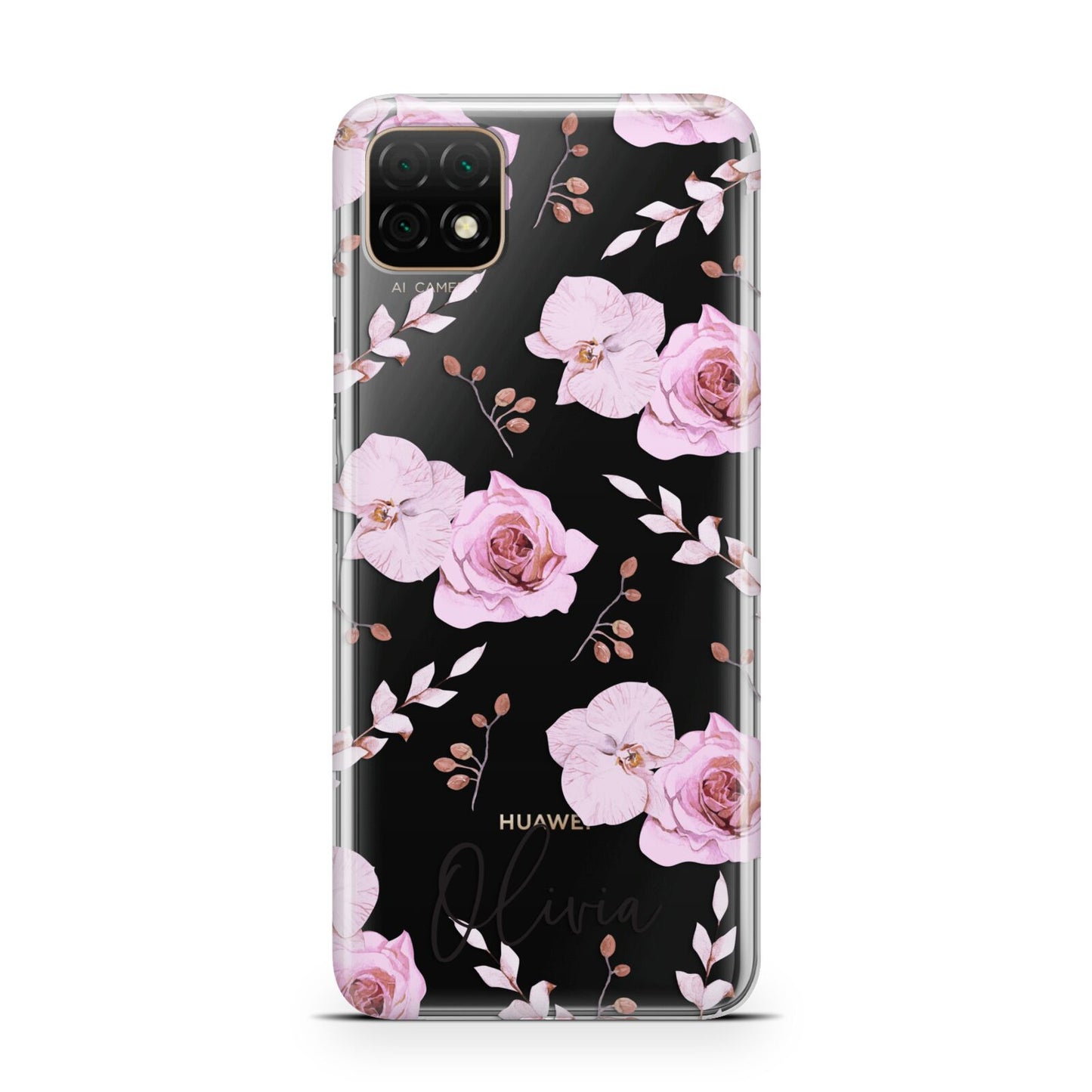 Personalised Dusty Pink Flowers Huawei Enjoy 20 Phone Case