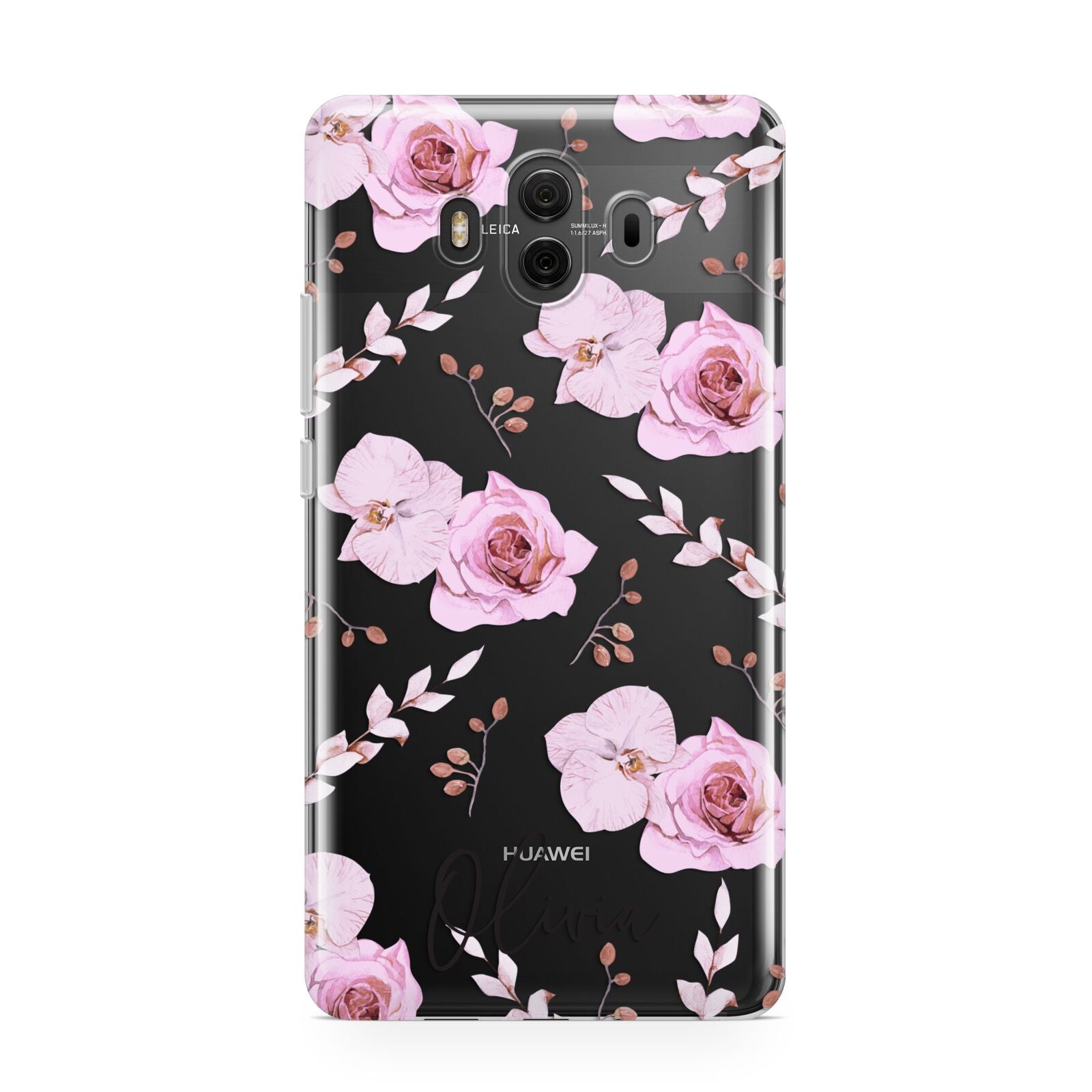 Personalised Dusty Pink Flowers Huawei Mate 10 Protective Phone Case