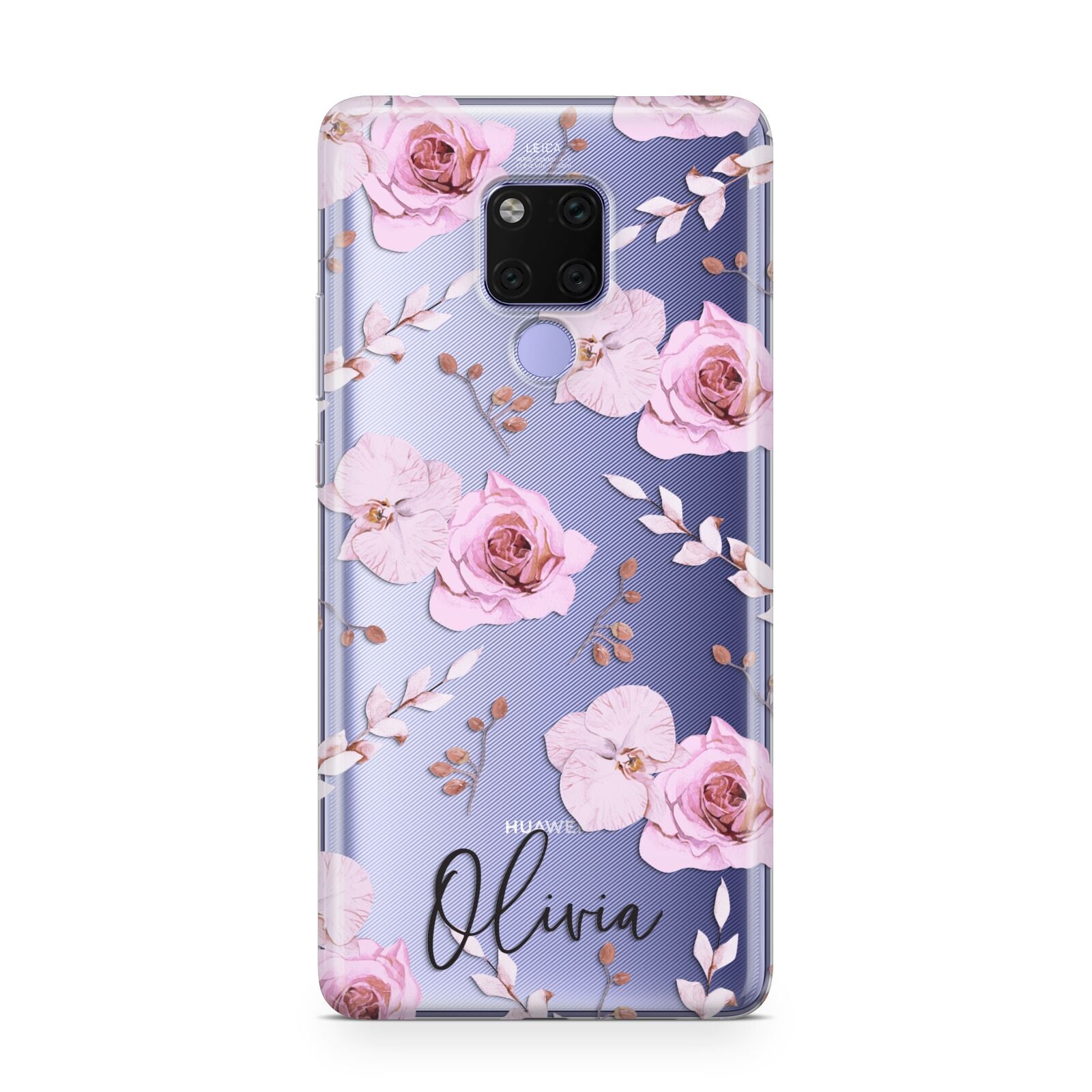 Personalised Dusty Pink Flowers Huawei Mate 20X Phone Case