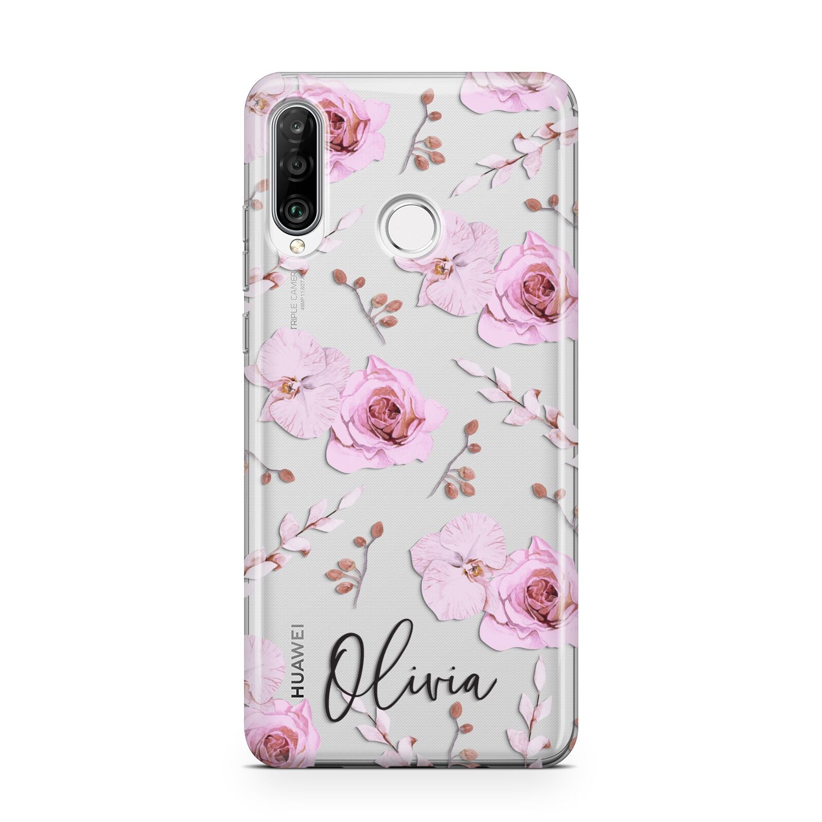 Personalised Dusty Pink Flowers Huawei P30 Lite Phone Case