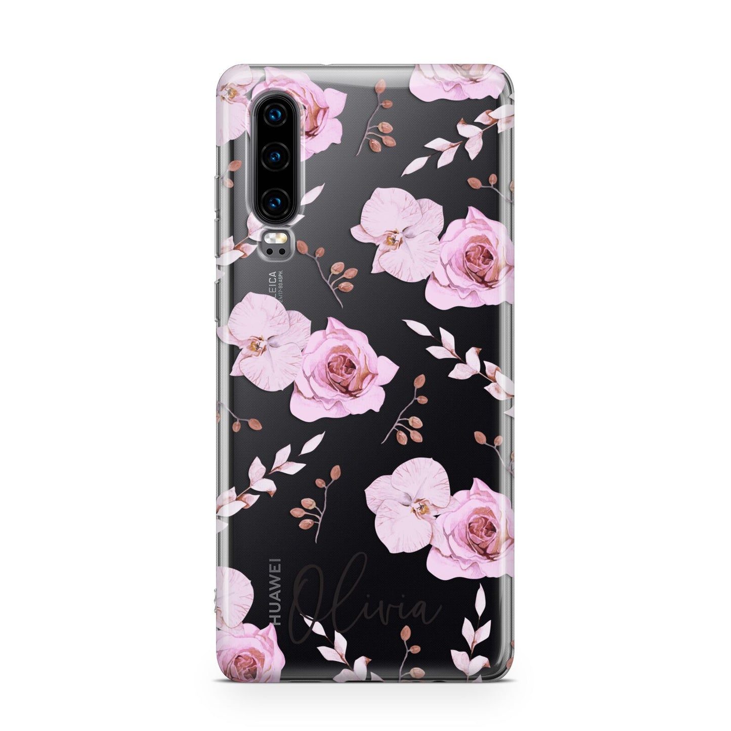 Personalised Dusty Pink Flowers Huawei P30 Phone Case