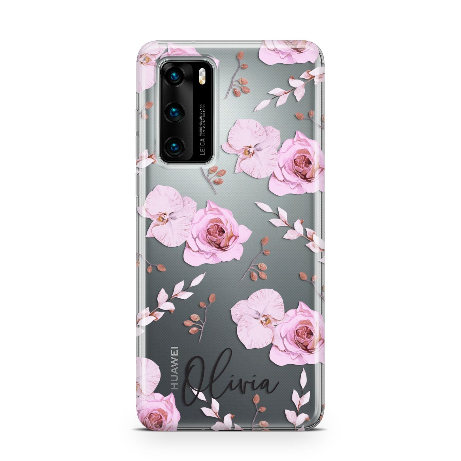 Personalised Dusty Pink Flowers Huawei P40 Phone Case