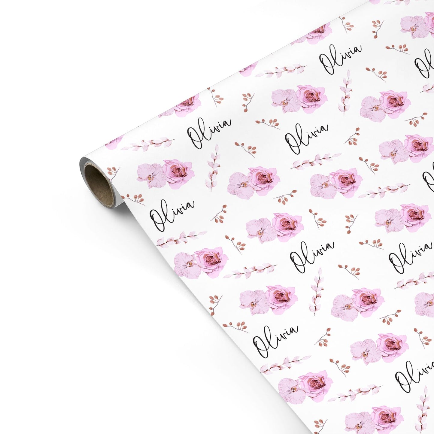 Personalised Dusty Pink Flowers Personalised Gift Wrap