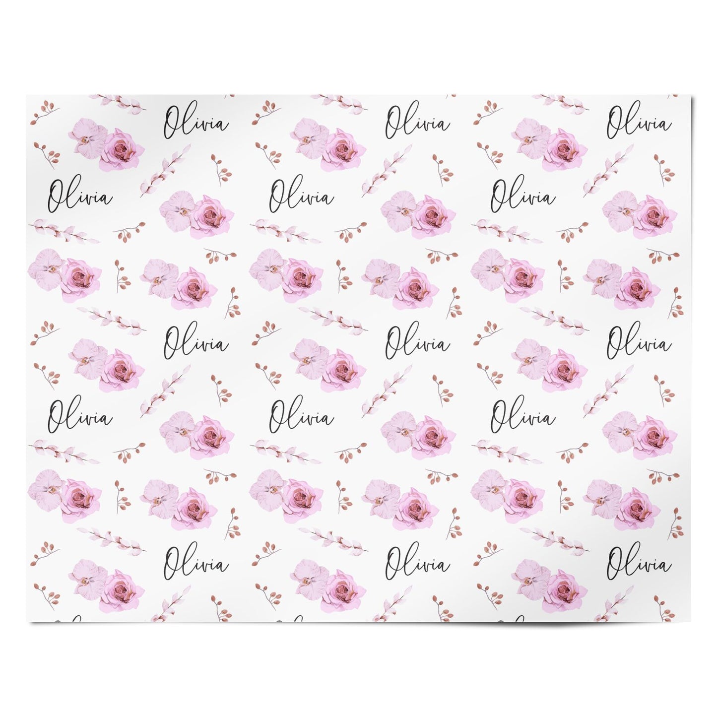 Personalised Dusty Pink Flowers Personalised Wrapping Paper Alternative