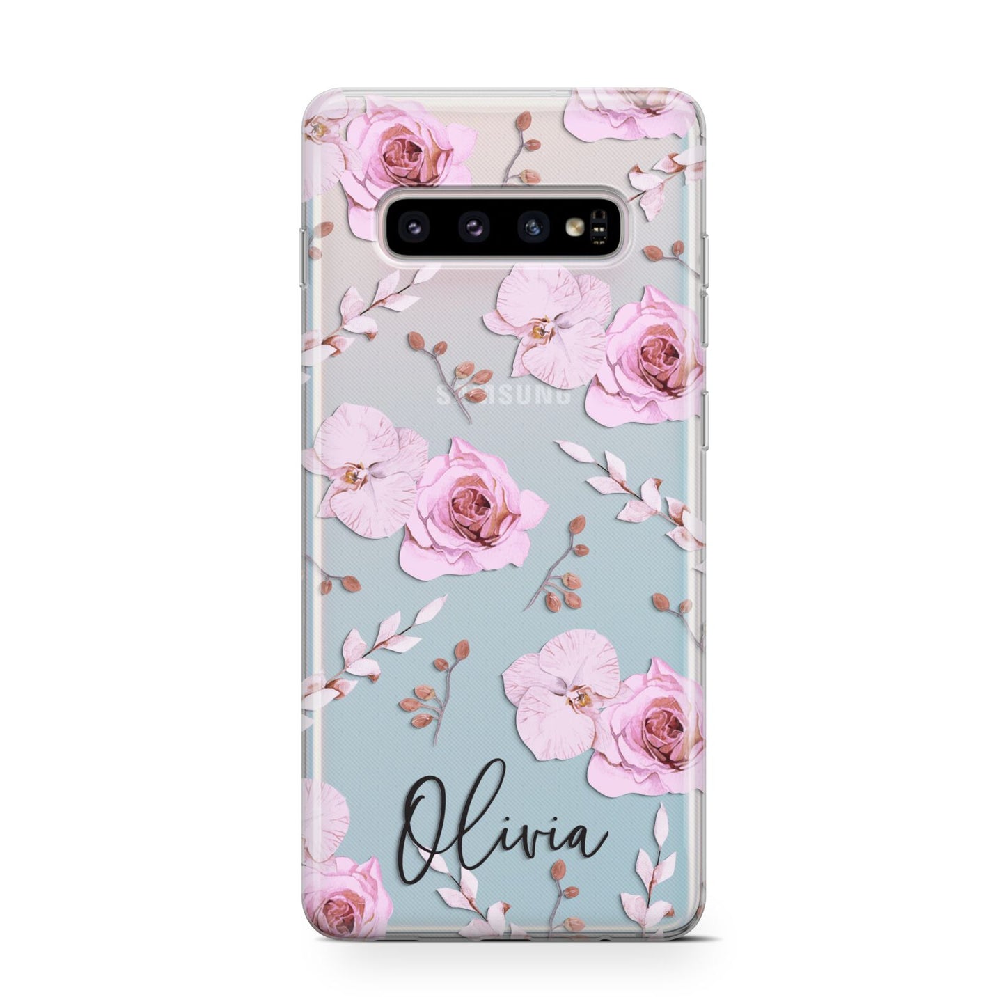 Personalised Dusty Pink Flowers Protective Samsung Galaxy Case