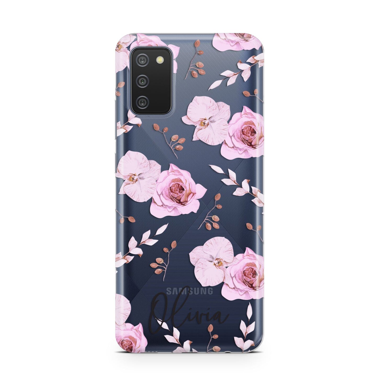 Personalised Dusty Pink Flowers Samsung A02s Case