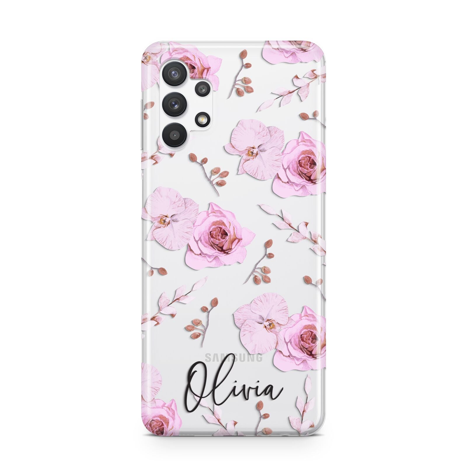 Personalised Dusty Pink Flowers Samsung A32 5G Case