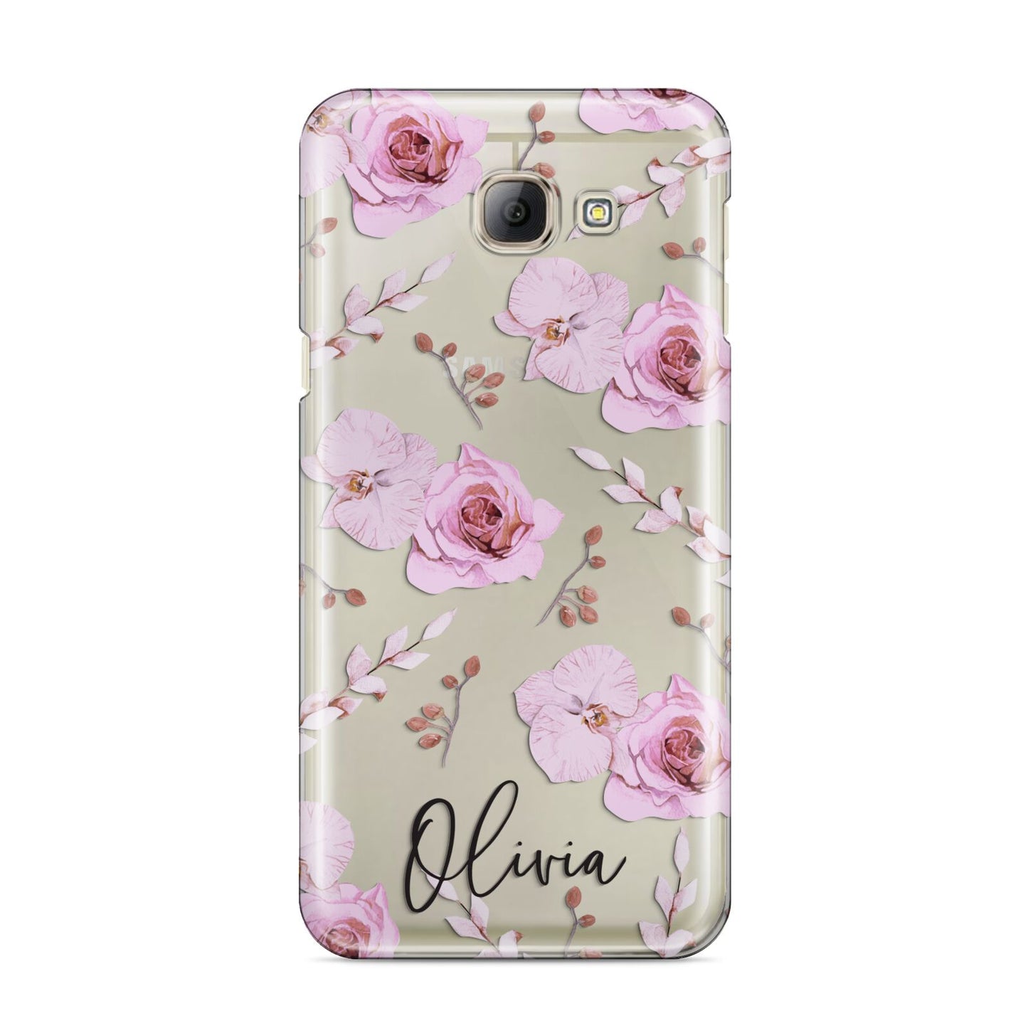 Personalised Dusty Pink Flowers Samsung Galaxy A8 2016 Case