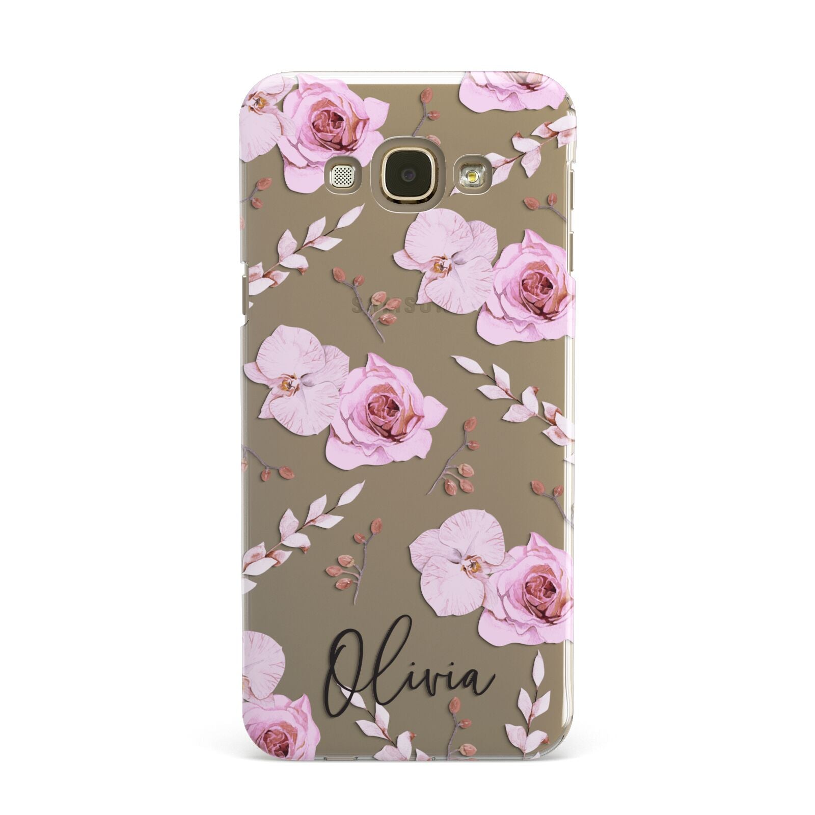 Personalised Dusty Pink Flowers Samsung Galaxy A8 Case