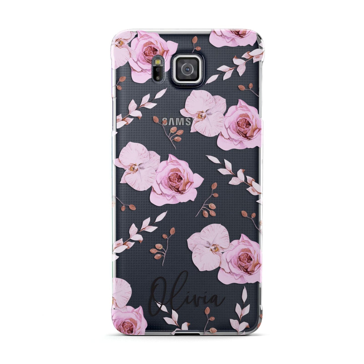 Personalised Dusty Pink Flowers Samsung Galaxy Alpha Case