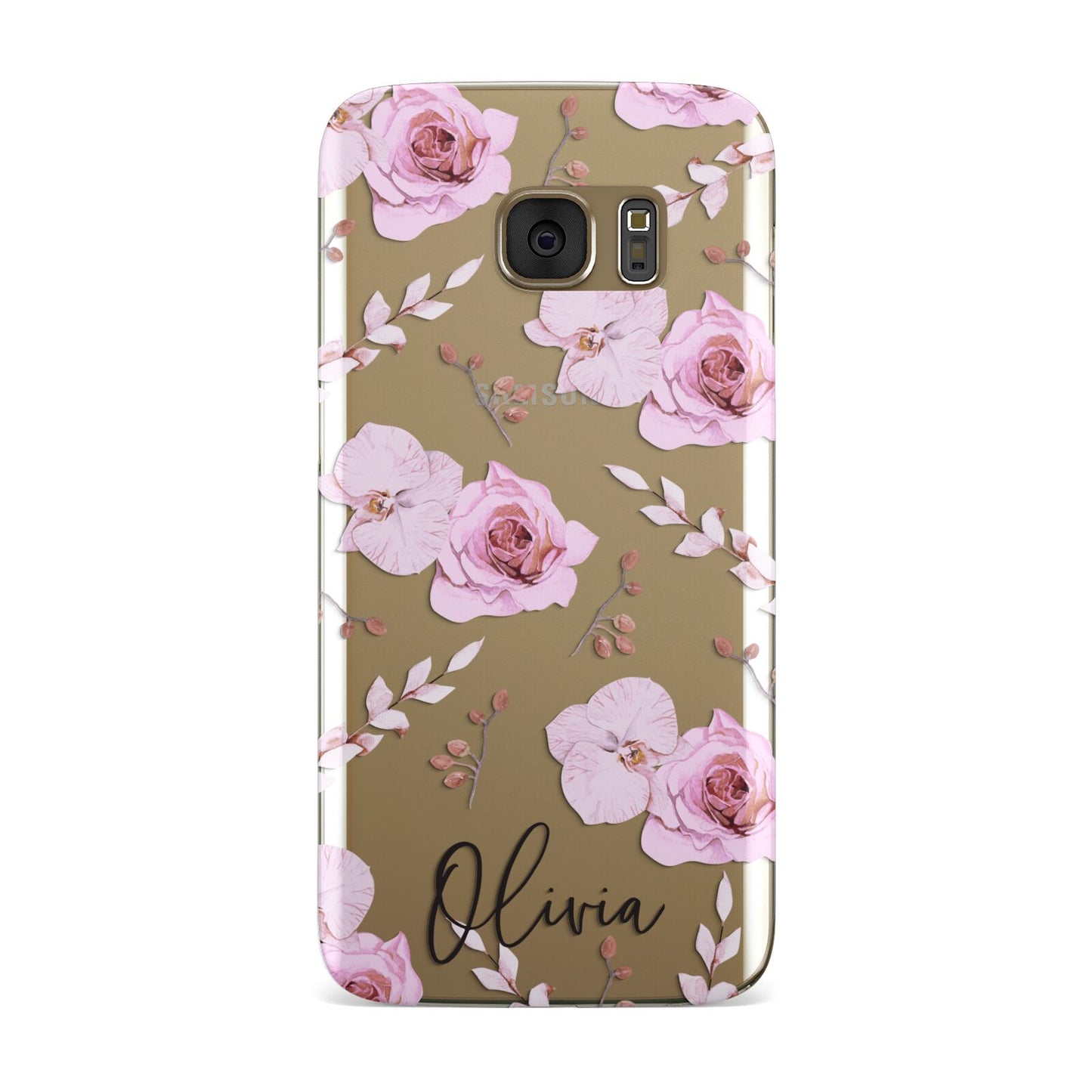 Personalised Dusty Pink Flowers Samsung Galaxy Case