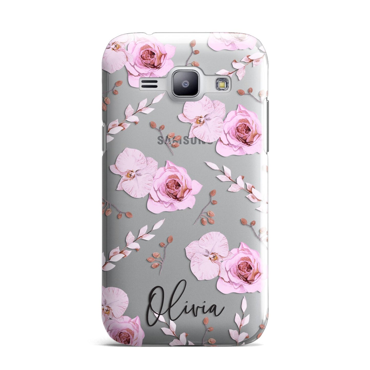 Personalised Dusty Pink Flowers Samsung Galaxy J1 2015 Case