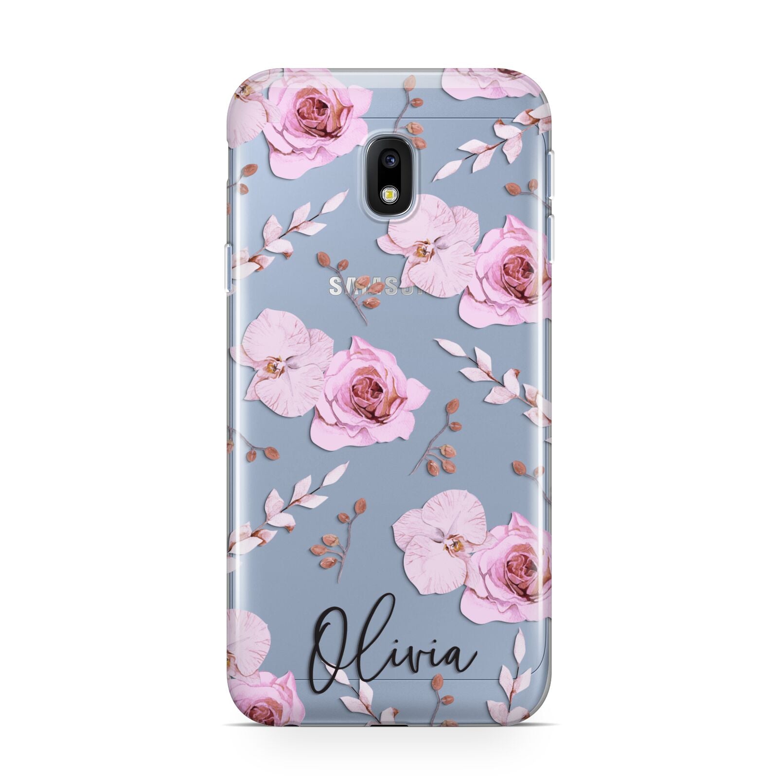 Personalised Dusty Pink Flowers Samsung Galaxy J3 2017 Case