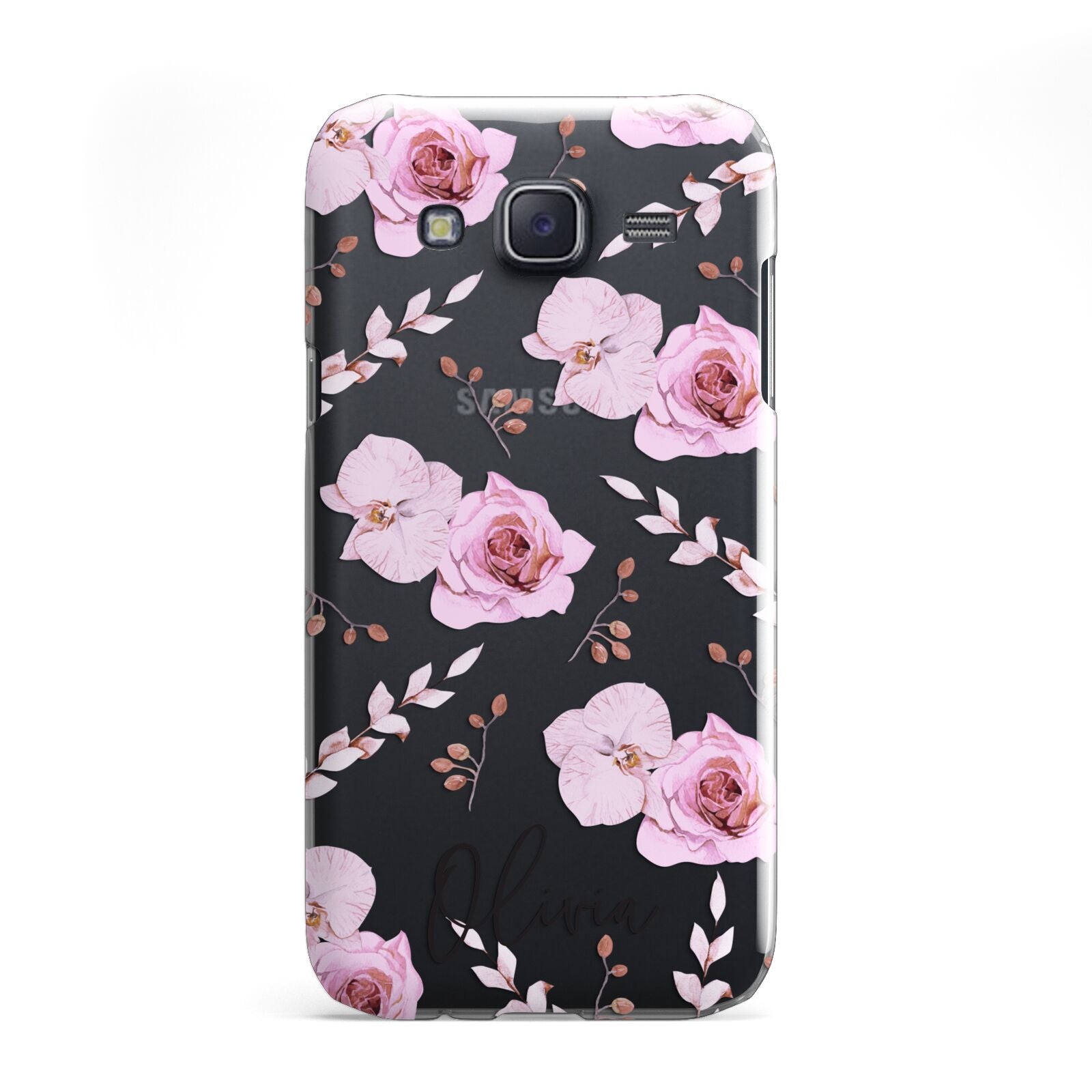 Personalised Dusty Pink Flowers Samsung Galaxy J5 Case