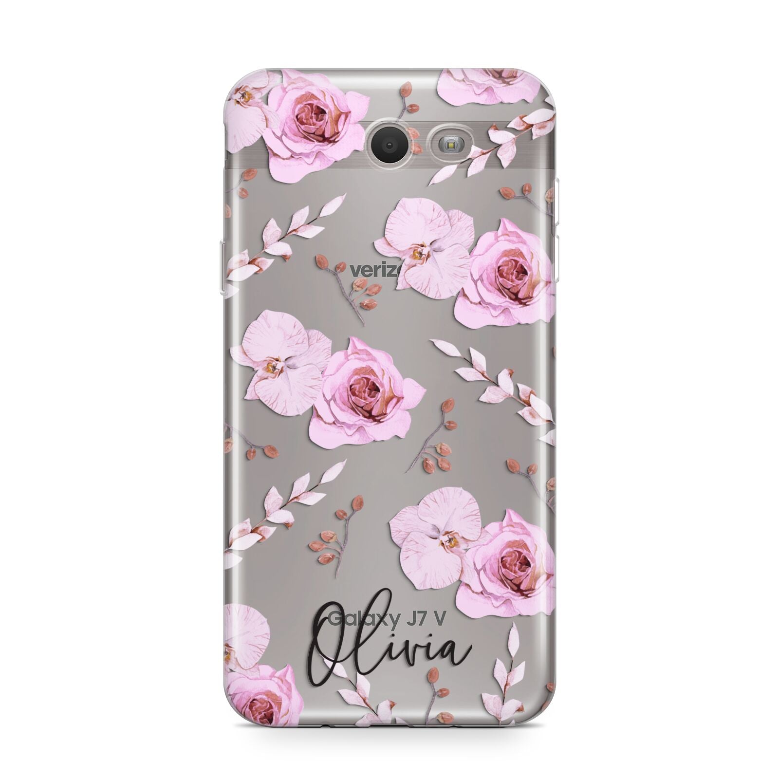 Personalised Dusty Pink Flowers Samsung Galaxy J7 2017 Case