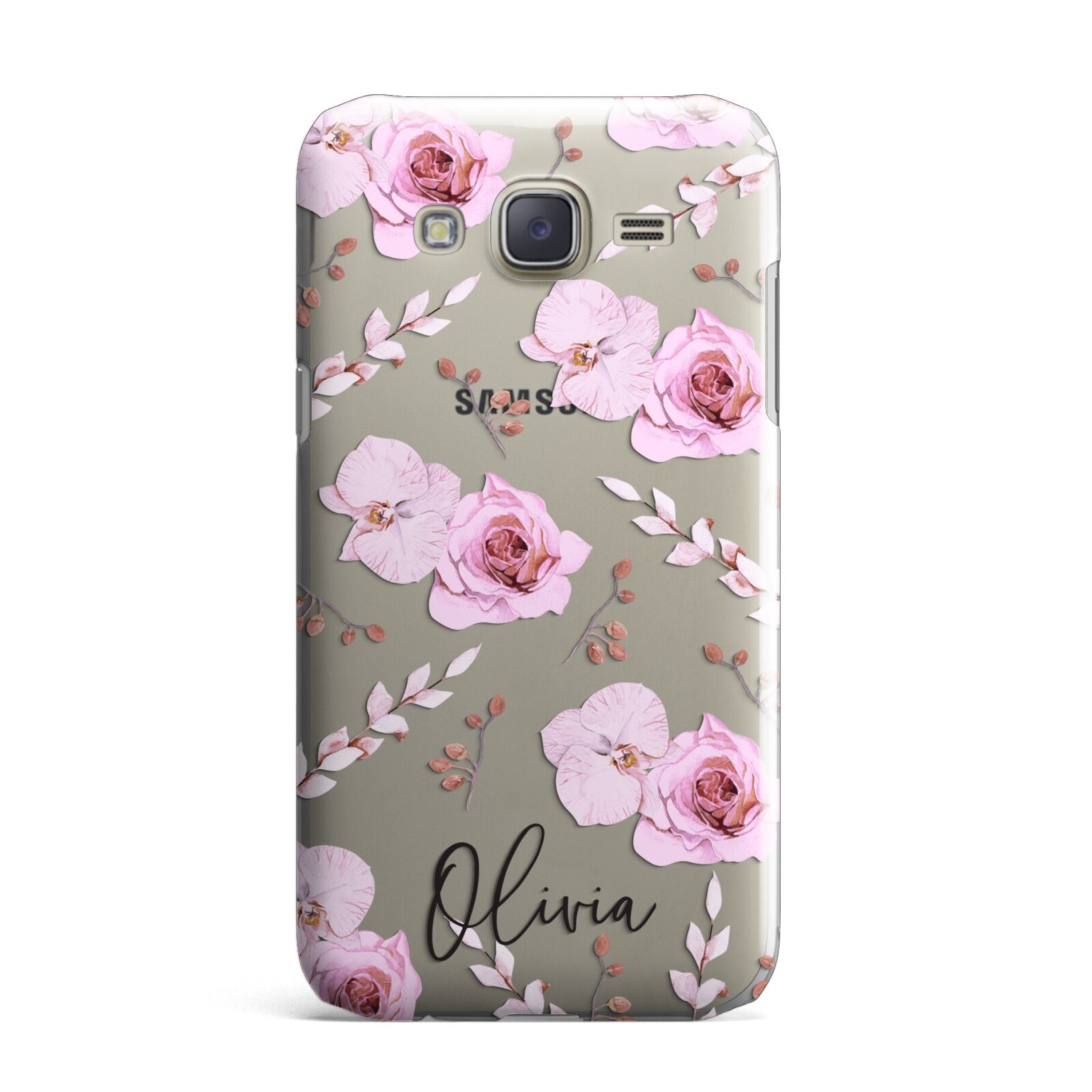 Personalised Dusty Pink Flowers Samsung Galaxy J7 Case