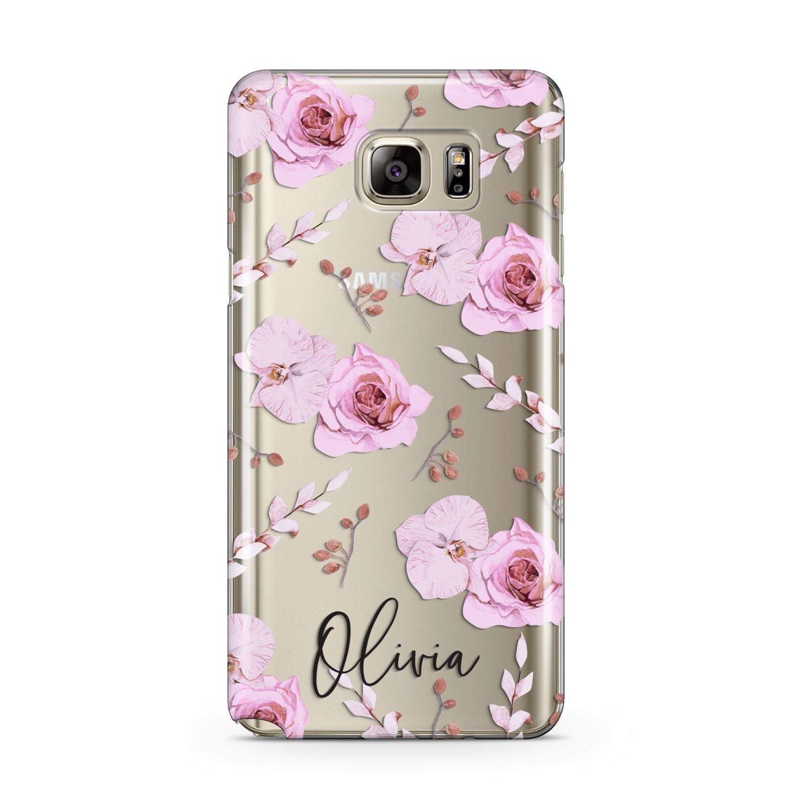 Personalised Dusty Pink Flowers Samsung Galaxy Note 5 Case