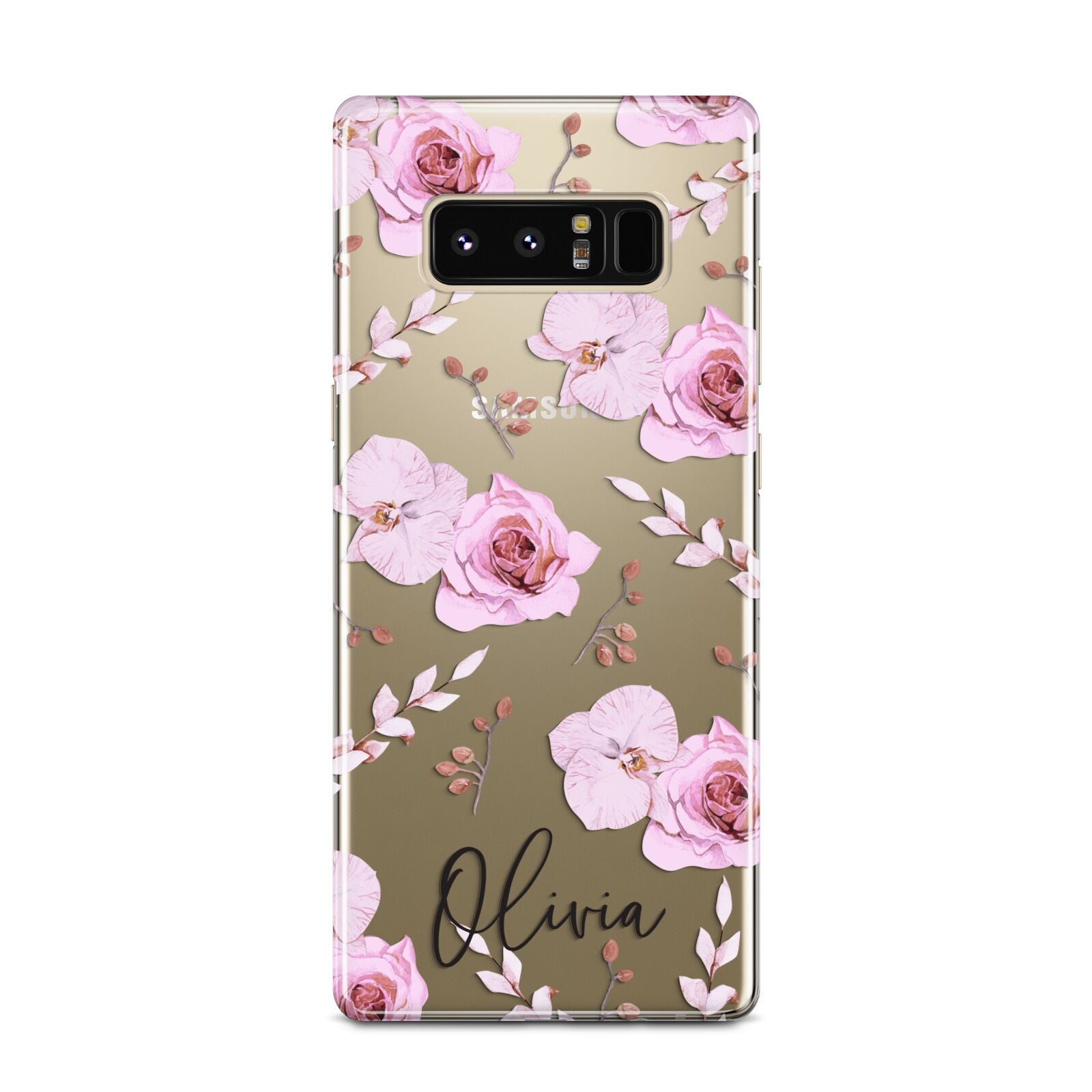 Personalised Dusty Pink Flowers Samsung Galaxy Note 8 Case