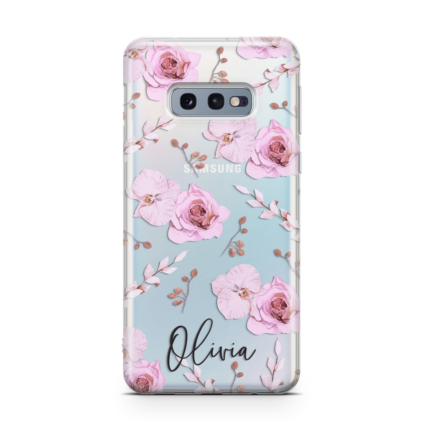 Personalised Dusty Pink Flowers Samsung Galaxy S10E Case