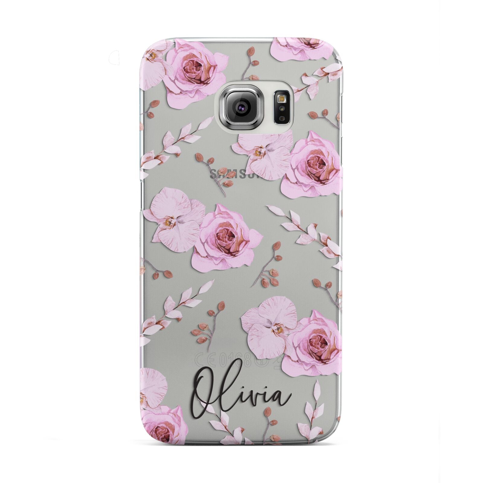 Personalised Dusty Pink Flowers Samsung Galaxy S6 Edge Case