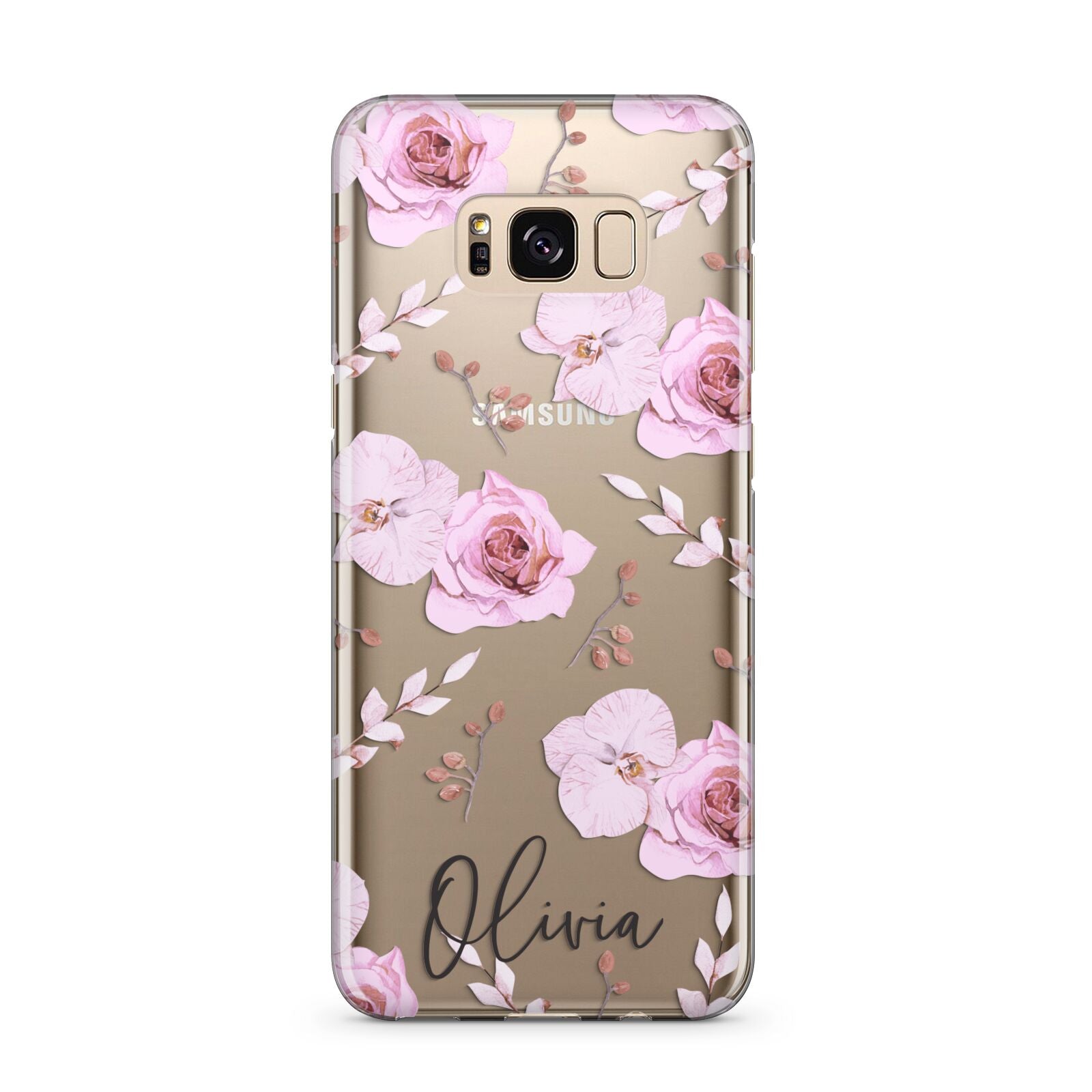 Personalised Dusty Pink Flowers Samsung Galaxy S8 Plus Case