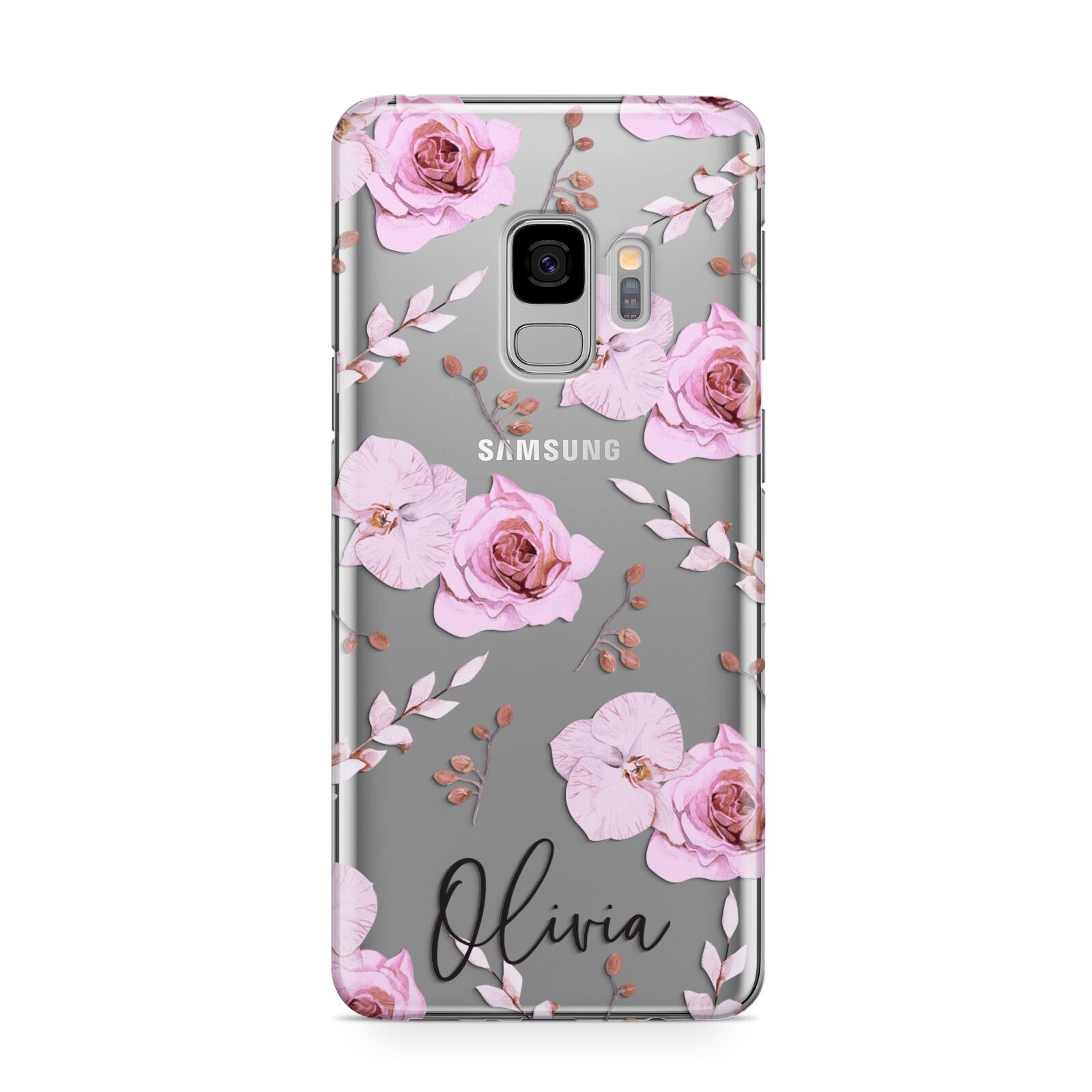 Personalised Dusty Pink Flowers Samsung Galaxy S9 Case