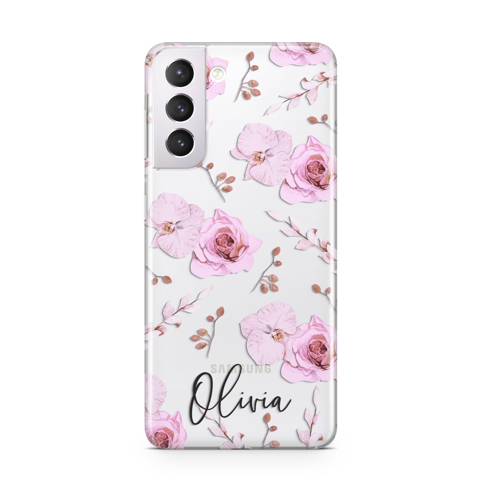 Personalised Dusty Pink Flowers Samsung S21 Case