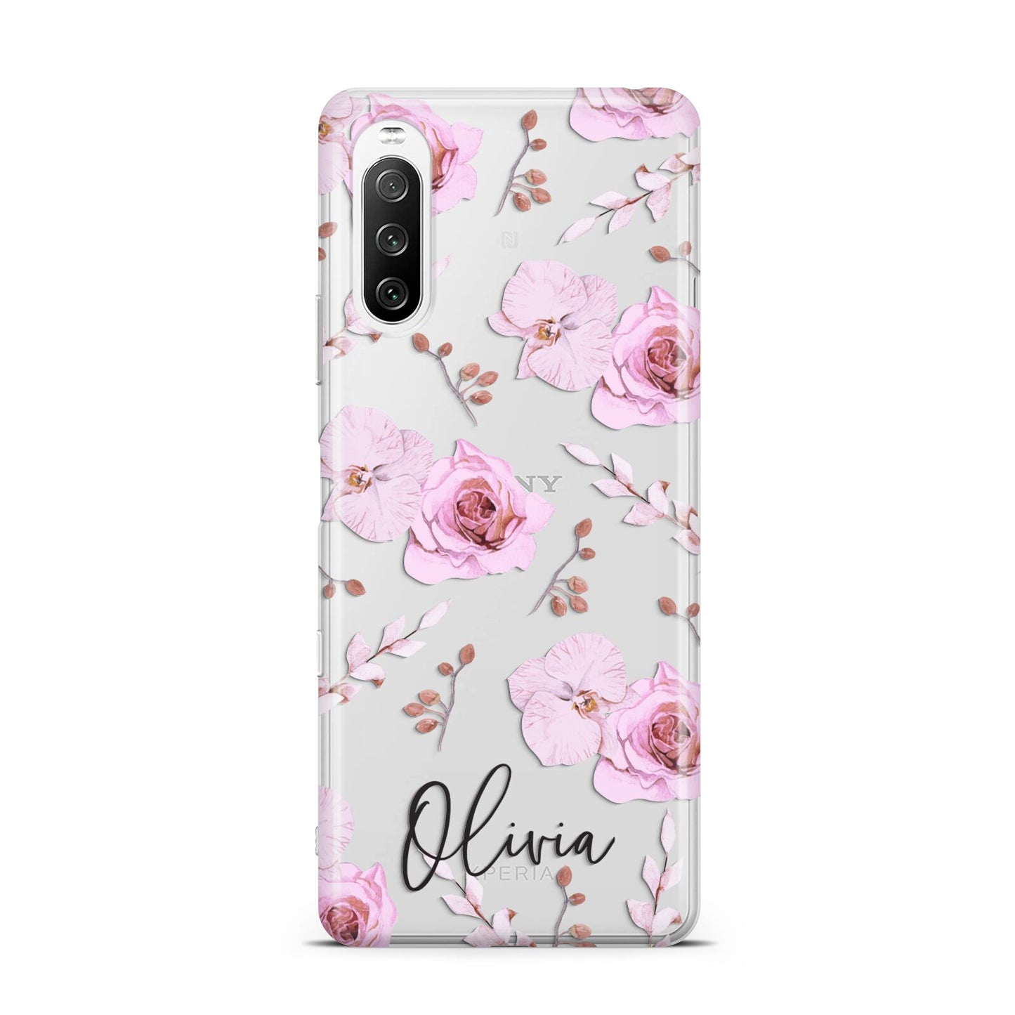 Personalised Dusty Pink Flowers Sony Xperia 10 III Case