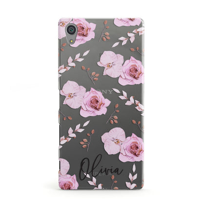 Personalised Dusty Pink Flowers Sony Xperia Case