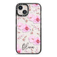 Personalised Dusty Pink Flowers iPhone 13 Black Impact Case on Silver phone