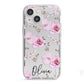 Personalised Dusty Pink Flowers iPhone 13 Mini TPU Impact Case with White Edges