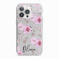 Personalised Dusty Pink Flowers iPhone 13 Pro TPU Impact Case with White Edges